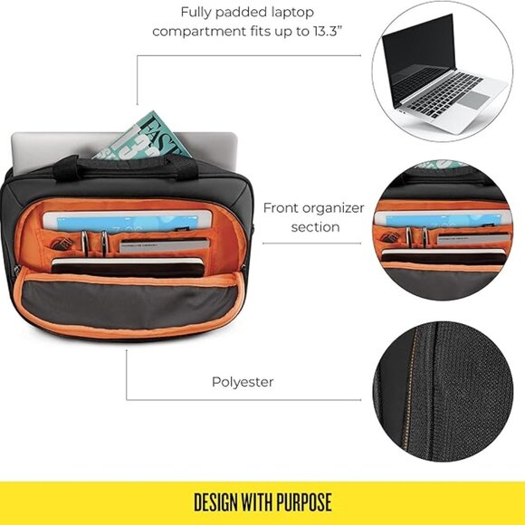 SOLO Slim Brief Laptop/Notebook Shoulder Bag Briefcase - Picture 10 of 15